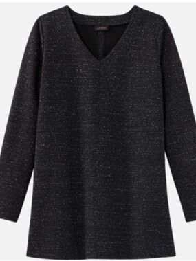 J. Jill Black V-Neck Tunic Sweater with Subtle Metallic Fleck